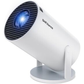 Auto Keystone Projector with WIFI 6 and 5.3 Bluetooth, Pericat 210° Rotatable Portable Projector, 18000L 4K Native 1080P Projector, Outdoor Movie Projector Compatible for Laptop (White)