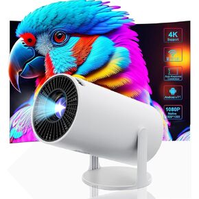 Projector，Projector with Wifi and Bluetooth With Android 11，Amovfilm Proyector Portátil 4k 1080P Projector Support with Auto Horizontal Correction，smart Home Video Projector