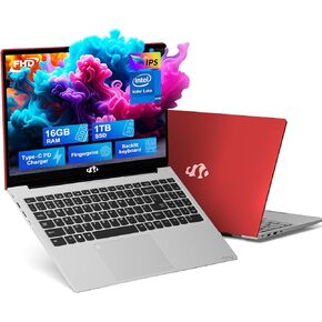 15.6 IPS FHD-Student-Laptop, 16GB RAM 1TB SSD Intel Pentium Quad Core N100, Computer with Backlit Keyboard Fingerprint (Beat to i3-1115G4 Up to 3.4GHz) WiFi 6 BT5.2 Numpad Win 11