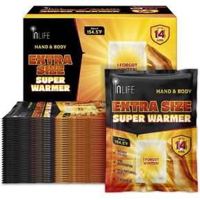 InLife Extra Size Super Warmer for Hands and Body, Wider Area Covered, Outdoor Activities, Air-Activated, Single Use, Ready to Use, Consistently Long Last for 14 Hours, Odorless, 30 Packs