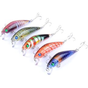 5Pcs Suspending Crankbait Minnow Lures Set, as Hard Bait Swimbait for Trout Walleye Salmon Trout Bass Redfish 12