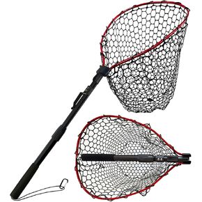 Fishing net Double Section Folding Upgrade (red Frame with Black Handle, Net Depth 50cm)