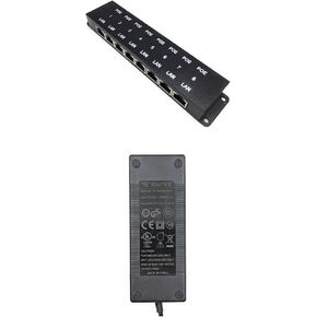Poe Texas 8 Port Poe Injector - 10/100 الطاقة السلبية على Ethernet UL/CE/FCC معتمد من إمدادات الطاقة DC (48 فولت 2.5 أمبير 120 وات)