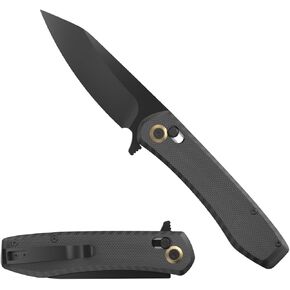 OUTDOOR EDGE - SENTINEL - 3.15" Black Oxide Coated Drop Point Steel Blade, Smooth Opening Ambidextrous Cross Bar Lock For Men or Women, Non-Slip Black G10 Scales Handle, Perfect for Hunting, Fishing, Camping & Survival.