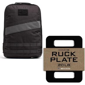GORUCK Rucker 4.0 15L Black with Ruck Plate 20LB Bundle, Purpose Built Rucking Backpack, Military Weight Training Rucksack w/Ruck Plate Pocket and Extra Padded Straps