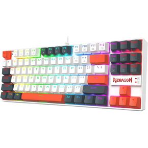 Redragon K552 Mechanical Gaming Keyboard, 87-Key Compact, LED Gaming Keyboard with Red Switches, Anti-Ghosting, Metal Frame for PC Gaming & Typing, Beginner-Friendly (Eclipse Gilded)