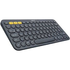 Logitech K380 لوحة مفاتيح Bluetooth متعددة الأجهزة-مع التحكم في الحاسوب عبر التدفق وتبديل سهل يصل إلى 3 أجهزة-رمادية داكنة (متجددة)
