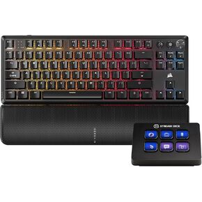 Corsair K70 CORE TKL Wireless + Elgato Stream Deck Mini Bundle - Mechanical Tenkeyless Gaming Keyboard with Studio Controller for Zoom, Teams, PowerPoint, MS Office etc, Compatible with PC/Mac