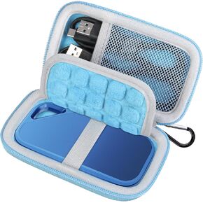 Lacdo Hard Carrying Case for SanDisk Creator Pro Portable SSD 1TB 2TB 4TB USB-C External Solid State Drive Hard EVA Shockproof Water Repellent Protective Storage Travel Bag, Blue