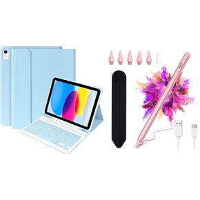 besky Stylus Pen & Keyboard Case Compatible for iPad 10th Generation Case with Keyboard (10.9",2022)(Only Compatible with 10th Generation 2022) Detachable Bluetooth Keyboard Case with Pencil Holder