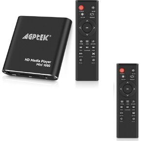 HDMI Media Player with One More Remote Control, Black Mini 1080p Full-HD Ultra HDMI Digital Media Player for -MKV/RM- HDD USB Drives and SD Cards