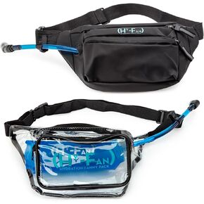 Handy On-The-Go Hydration Water - Repellent Malecon Premium Pack, Includes Magnetic Tube Holder and Extra-Wide Comfort Strap, and Clear Clarity Pack, 17 Fluid Ounce Capacity (1, Black, 1, Clear