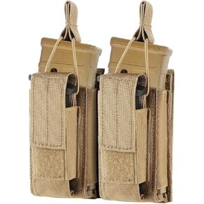 Open-Top Double Molle Mag Pouch for 5.56mm AR M4 M16 AK Glock M1911 9mm Elastic Rifle Magazines Pistol Mag Magazine Pouch Holder