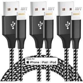 iPhone Charger 3Pack 10 FT Apple MFi Certified Lightning Cable Fast Charging iPhone Charger Cord Compatible with iPhone 14 13 12 11 Pro Max XR XS X 8 7 Plus SE iPad and More, Multicolor