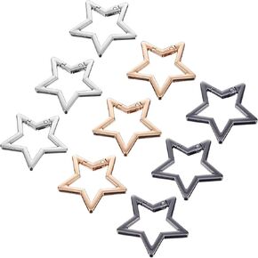 9 Pcs Star Shaped Stainless Steel Keychain Clip Carabiner Snap Hook Holder Zinc Alloy Carabiners Key Chain Ring Charms for Camping Hiking Fishing Wallet Purse Handbag Backpack Accessory