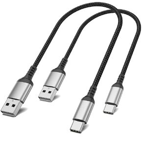 كابل USB C 2 قدم لجهاز iPhone 16/15 Pro Max ، 2 عبوة Carplay USB A إلى USB C كابل للسيارة ، ومضفرة USB إلى كابل USBC ل Samsung Galaxy S24/S23 Google Pixel