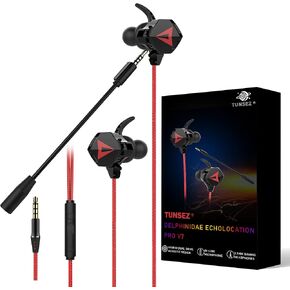 HiFi Wired Earbuds, in-Ear Monitor Buds, Low-Profile 90° Plug, 3.5mm Plug, Built-in Microphone, Multi-Function Button, PC, Mobile (Red)
