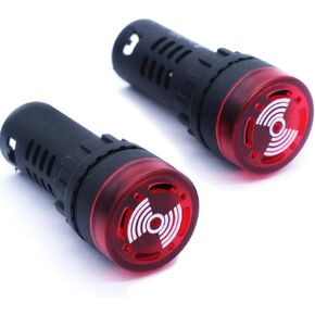 mxuteuk 2pcs 22mm 12V Buzzer Intermittent Sound + 6pcs DC 3-24V Wired Electronic Buzzer Intermittent Beep Tone