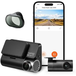 70mai New Dash Cam A810 with 70mai Dash Cam Accessory for Car Camera, Dual HDR Front and Rear Cam,Built in GPS,Night Owl Vision,Support 256GB Max,Smart Parking Guardian Mode,AI Motion Detection