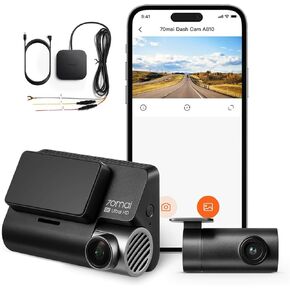 【A810 Dash Cam + UP05 Hardwire Kit】 70mai 4K Dash Cam with Starvis 2 IMX678 and LTE Support, Dual HDR Front and Rear Camera, Built in GPS&WiFi, Night Vision, Smart Parking Mode, AI Motion Detection