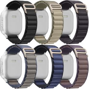 6 Pack Alpine Loop Bands Compatible with Apple Watch Ultra 2&1 Band 49mm 46mm 45mm 44mm Men Women；Soft Sport Loop Bands Replacement Strap for iWatch Ultra 2&1 Series 10 9 8 7 SE 6 5 4