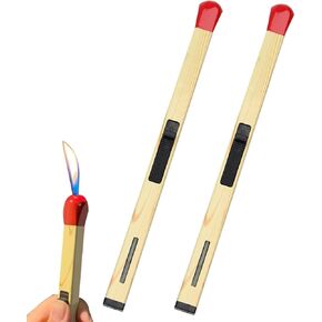 Creative Matchstick Lighter, Open Flame Refillable Novelty Adjustable Metal Lighter Unique Gift for Men Women BBQ, Fireplaces, Camping