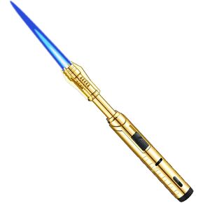 Lightsaber Kitchen Cooking Torch Lighter Adjustable Red Flame, Professional Gift for Chef, Windproof Blow Torch, Refillable Butane Lighter for Creme Brulee, Dessert, BBQ and Baking（Mn Black）