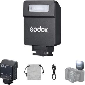 Godox iM22 Camera Flash, Mini Flash for Camera, 440 Full Power Flashes, Built in Lithium Battery, 5 Power Levels, Single Contact Hot Shoe, Compatible for Canon Sony Fuji Nikon Panasonic Olympus