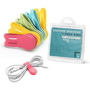 Kanemc 8 Pack Magnetic Cable Ties, Reusable Cord Wraps Magnet Silicone Cable Organizer Cute Color Twist Ties For Laptop USB Computer Earphone Smartphone Charging Cords (4 Colors)