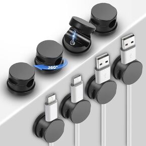8 Pack Cord Organizers, Rotatable Strong Magnetic Cable Clips Cord Holder Adhesive Phone Charging Wire Keeper Cable Management for Appliances Desk Car Nightstand Office Home