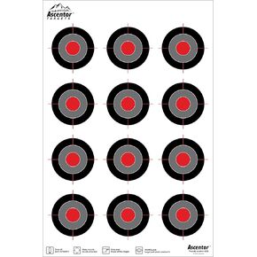 Ascentor Extreme Accuracy Shooting Target for Rifles and Pistols - 12 Target Zones - Size 12 x 18 - Pack of 20