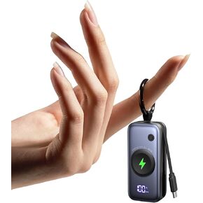 INIU 3-in-1 Portable Charger, Small 5000mAh Power Bank with Built-in USB C Cable and Watch Charger, 20W PD Fast Charging Battery Pack, Travel Charger for iPhone 16 15, Apple Watch, etc