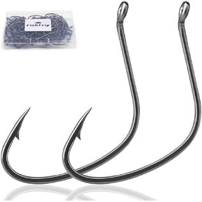 Kahle Hooks for Surf Fishing, FishTrip 50pcs Pompano Rig Hook Wide Gap Circle Hooks 7 Sizes