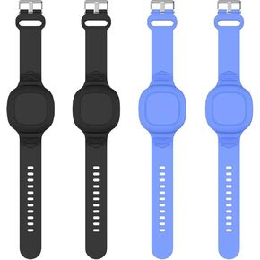 4 Packs Waterproof Bracelet for Tile Mate 2024/ Tile Mate 2022, Soft Silicone Wristband Holder Full Case Cover (2 Black+2 Blue)