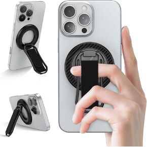 Magnetic Phone Grip for Samsung S25 Ultra MagSafe Kickstand Compatible with Finger Loop for Galaxy S25+ S25 S24 Ultra FE S24+ A26 A36 A56 A16,Pixel 9a 8, 4-in-1 Magnetic Finger Ring Grip Stand Holder