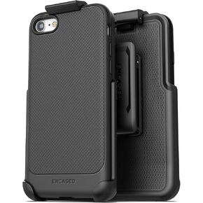 Encased Thin Armor for iPhone 16e Case with Belt Clip (Compatible with MagSafe), Slim Flexible Magnetic Cover with Rotating Holster (Matte Black)