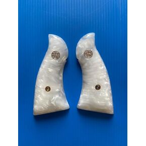 BMPL Resin Polyester K/L Frame Square Butt Revolver Handgun Grips Finger Groove Checkered Handcraft Handmade Deluxe White #KS043