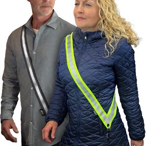 MOONSASH Medium Reflective Sash Night Walking Bundle in Hi-VIs Neon Yellow and Sleek Midnight Black