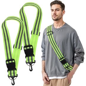 Reflective Sash for Walking at Night, 2Pcs Reflective Running Gear High Visibility Reflective Shoulder Strap Adjustable Safety Sash Night Reflector Bands for Walking Cycling at Night