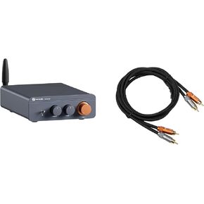 Fosi Audio BT20A Pro Bluetooth 5.0 Amplifier, 300W x2 Wireless Amp and 2RCA to 2RCA Cable 3.9Ft