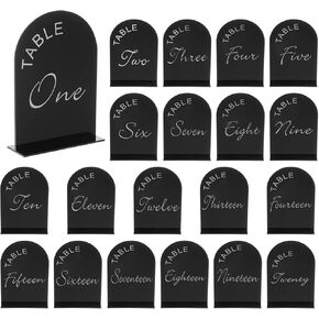 uxcell 20pcs Black Arch Acrylic Sign with Stand, 5 x 7 Inch Acrylic Arch Table Number Holders for Wedding Table Centerpiece Decoration (Number 1-20) in Kuwait