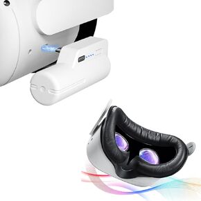 Saqico 5000mAh Head Strap Battery Pack and Face Pad & Face Cover Cushion Replacement for Oculus Quest 2