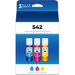 542 Ink Bottle Color Combo Pack ET-5150 ET-5170 ET-5180 ET-5850 Replacement for Epson 542 Ink Refill Bottle Color for Ecotank Pro ET-16650 ET-5880 ET-5800 ET5150 ET-16600 Printer (Cyan/Magenta/Yellow)