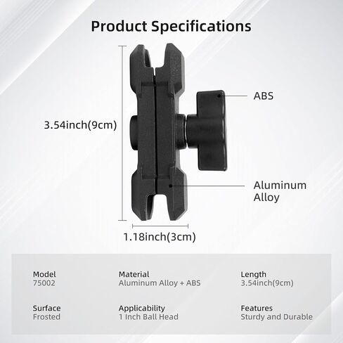 Double Socket Arm,Extension Arm Compatible with RAM Mounts Any B Size 1" Ball Head Components & Bike Motorcycle Car Phone Mount Holder with 1'' Ball Adapter, Aluminum Alloy Long 5.9", 75003 in Saudi Arabia