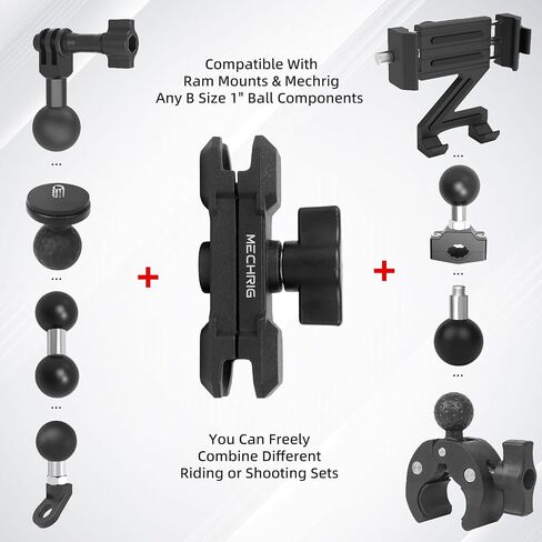 Double Socket Arm,Extension Arm Compatible with RAM Mounts Any B Size 1" Ball Head Components & Bike Motorcycle Car Phone Mount Holder with 1'' Ball Adapter, Aluminum Alloy Long 5.9", 75003 in Saudi Arabia