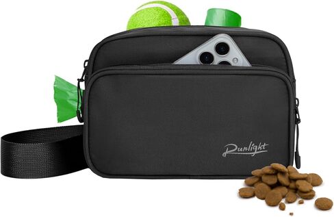 3-In-1 Crossbody Dog Treat Pouch for Pet Training - Matching Poop & Built-in Poop Bag Dispenser - Zippered Pockets - Dog Walking Bag Purple in Saudi Arabia