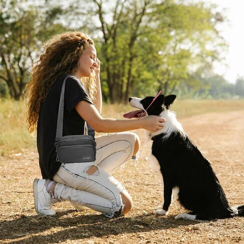 3-In-1 Crossbody Dog Treat Pouch for Pet Training - Matching Poop & Built-in Poop Bag Dispenser - Zippered Pockets - Dog Walking Bag Purple in Saudi Arabia