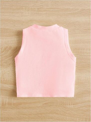 Girl's Glitter Heart Print Tank Top Sleeveless Crew Neck Loose Fit Casual Shirts in Saudi Arabia