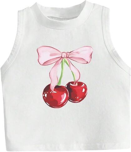Girl's Glitter Heart Print Tank Top Sleeveless Crew Neck Loose Fit Casual Shirts in Saudi Arabia