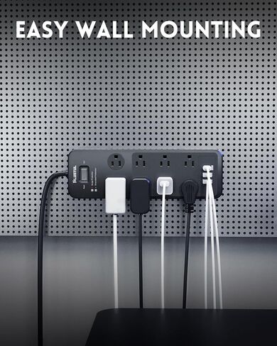 Surge Protector Power Strip 15ft ، واقي Flugtul Frase مع 8 منافذ - تصميم فسيح للمقابس الكبيرة ، قابس مسطح ، 20W USB C الشحن للمنزل ، المكتب ، ETL المدرجة ، 2040J in Kuwait